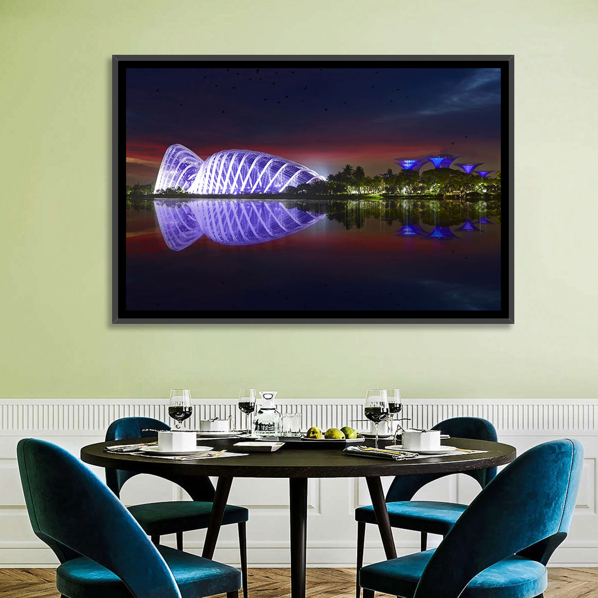Gardens by the Bay Night Reflection Wall Art