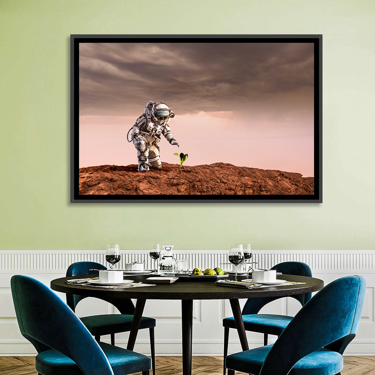 Martian Seedling Concept Wall Art in a room, landscape