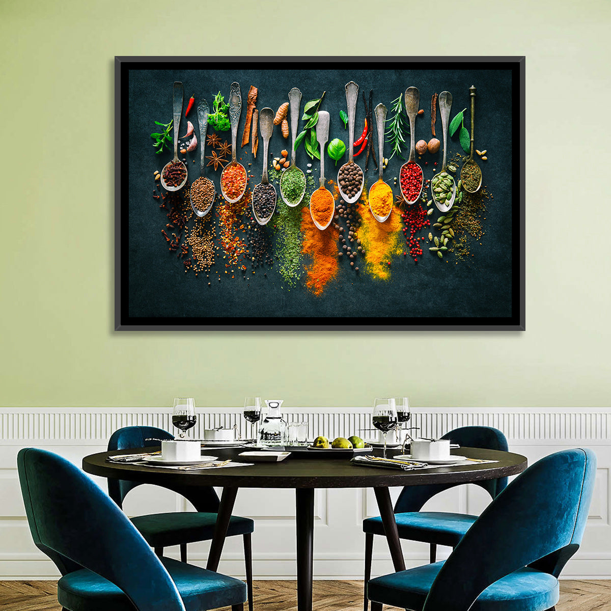 Assorted Spices and Spoons Wall Art in a room, landscape