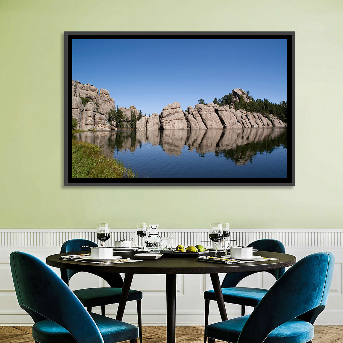 Sylvan Lake Reflection Wall Art in a room, landscape