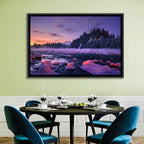 Twilight River and Snowy Pines Wall Art