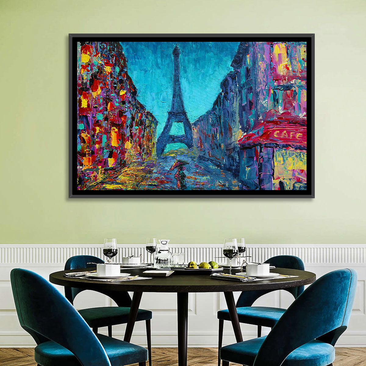 Rainy Paris Street with Eiffel Tower Wall Art