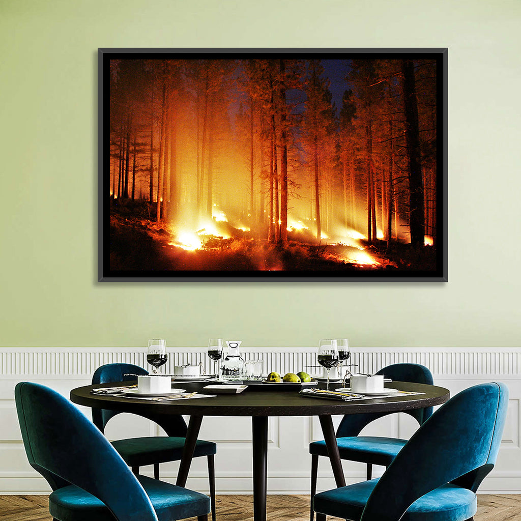 Night Forest Fire Wall Art