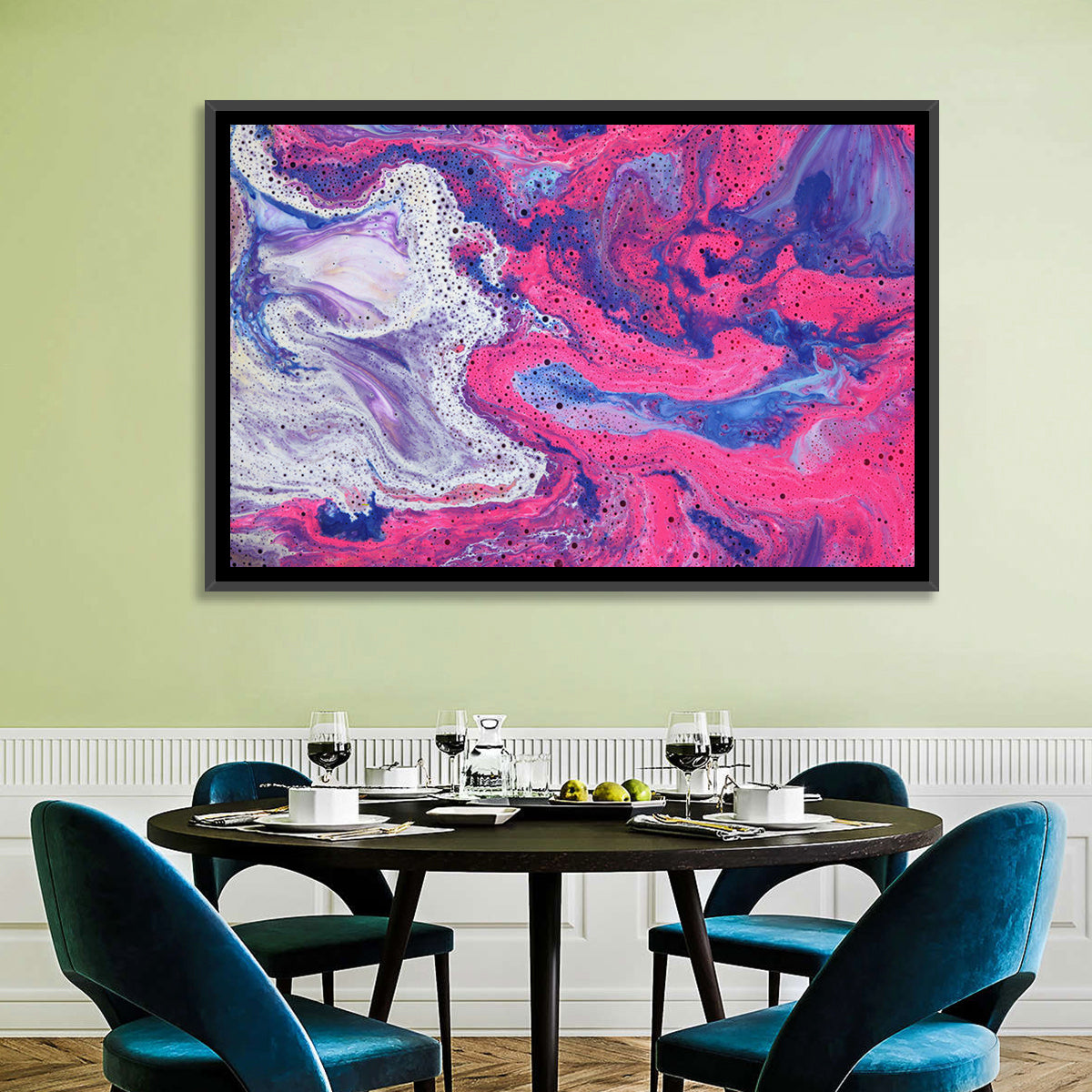 Magenta Bubble Fluid Abstraction Wall Art
