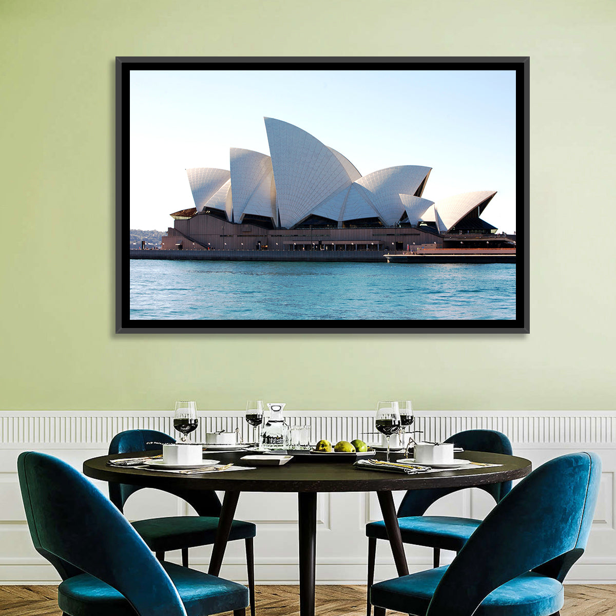 Sydney Opera House Harbor View Wall Art in a room, landscape