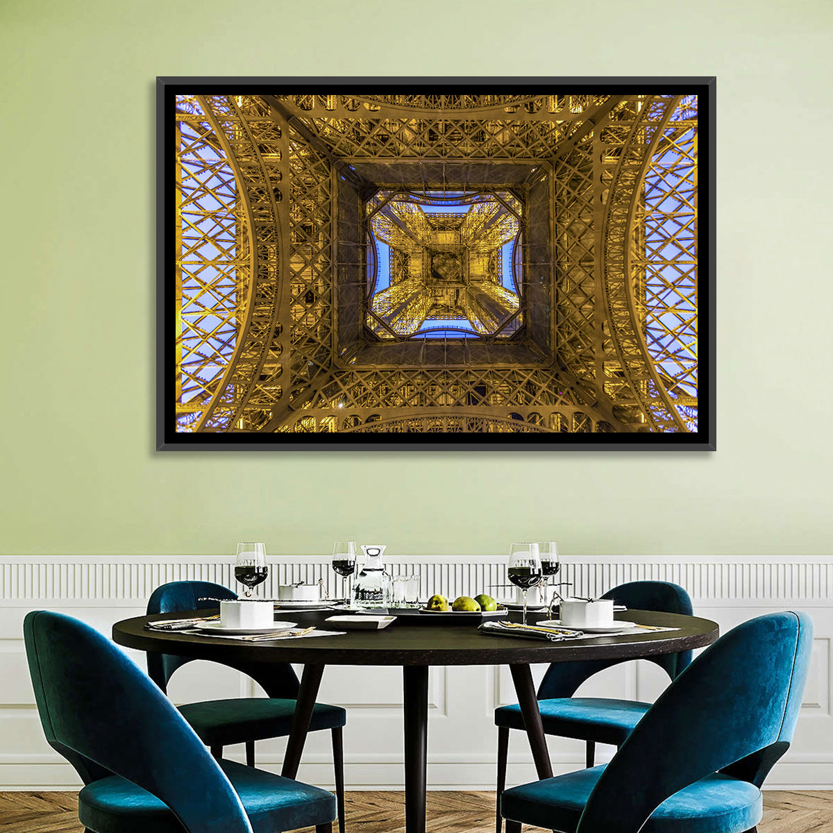 Eiffel Tower Lattice at Dusk Wall Art