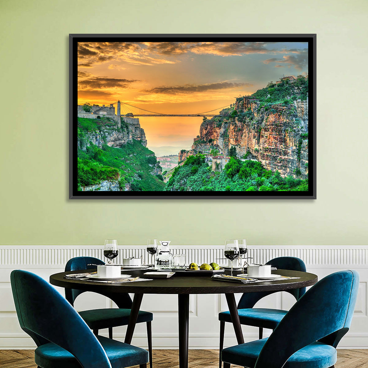 Sidi M'cid Bridge Over Constantine Canyon Wall Art in a room, landscape