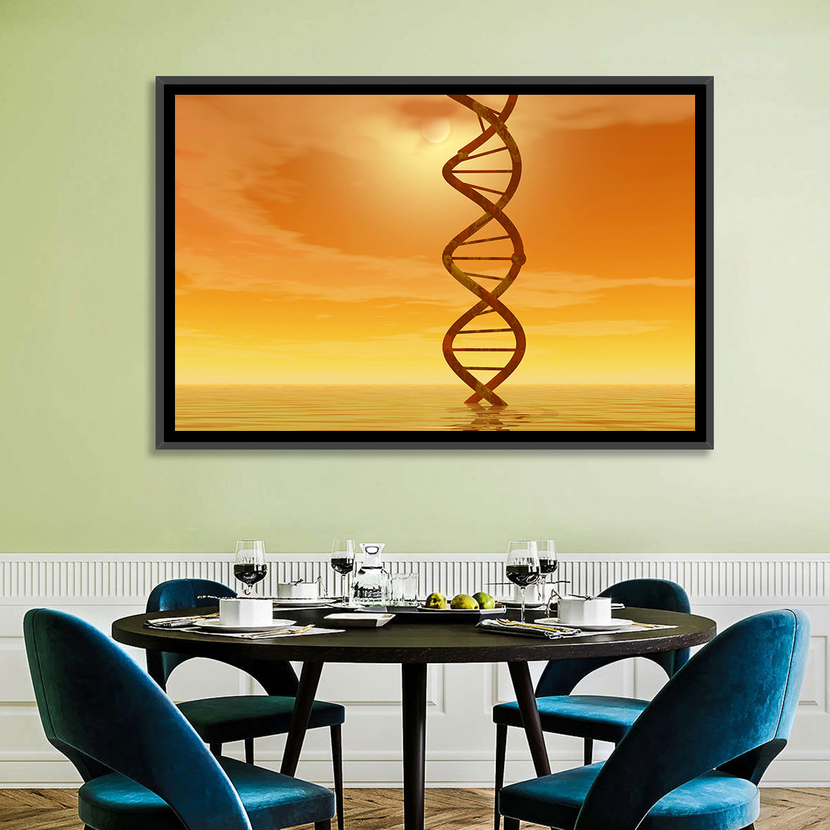Dna Helix at Sunset Wall Art in a room, landscape