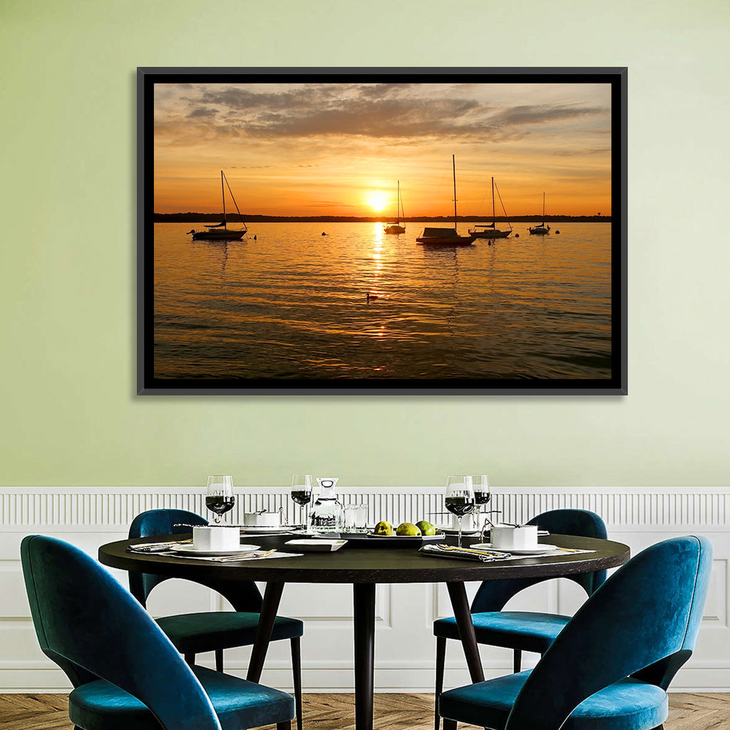 Lake Mendota Golden Sailboats Wall Art