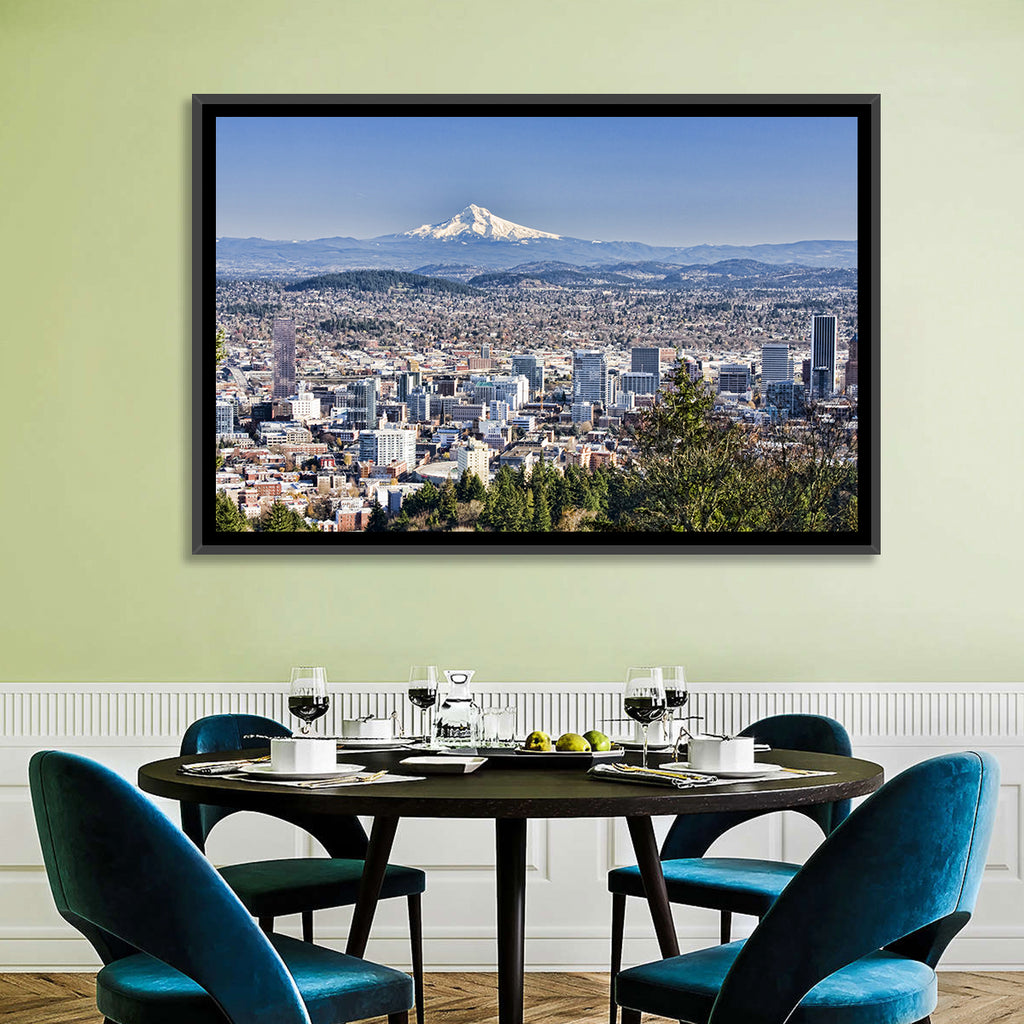 Portland Skyline with Mount Hood Wall Art