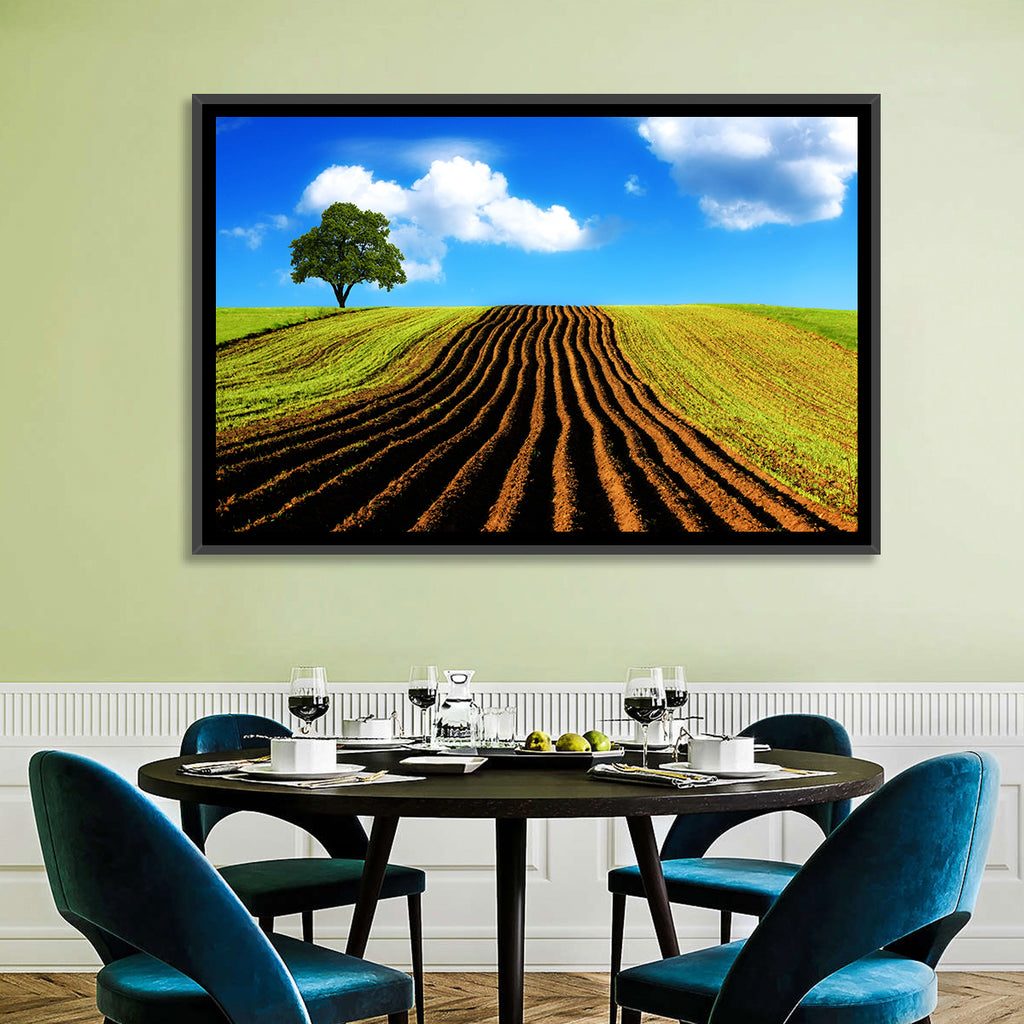 Plowed Field with Lone Tree Wall Art