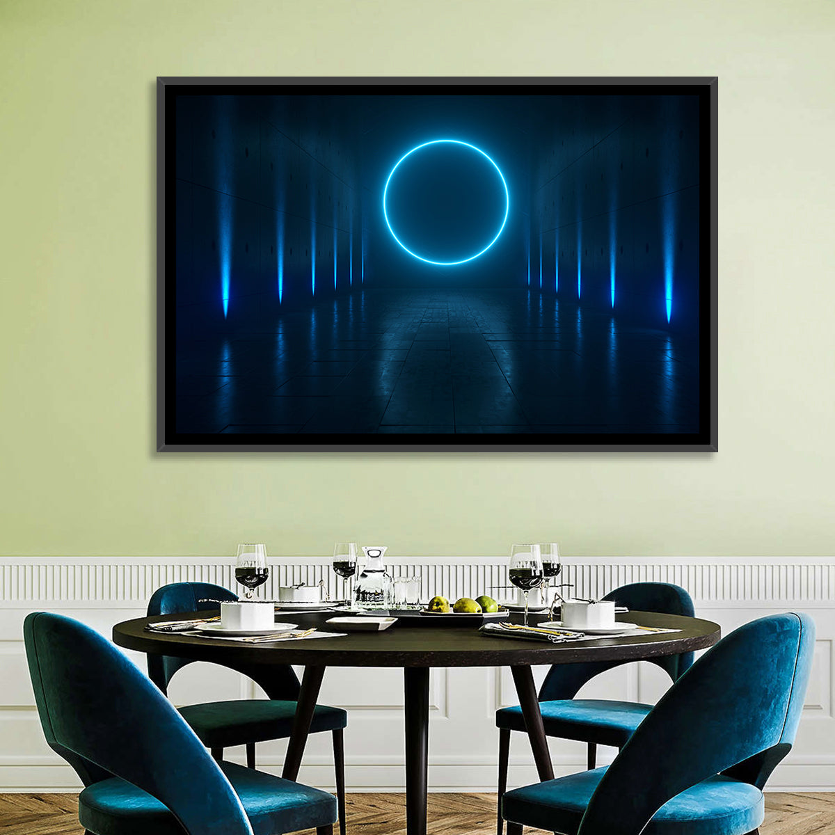 Glowing Neon Corridor Wall Art