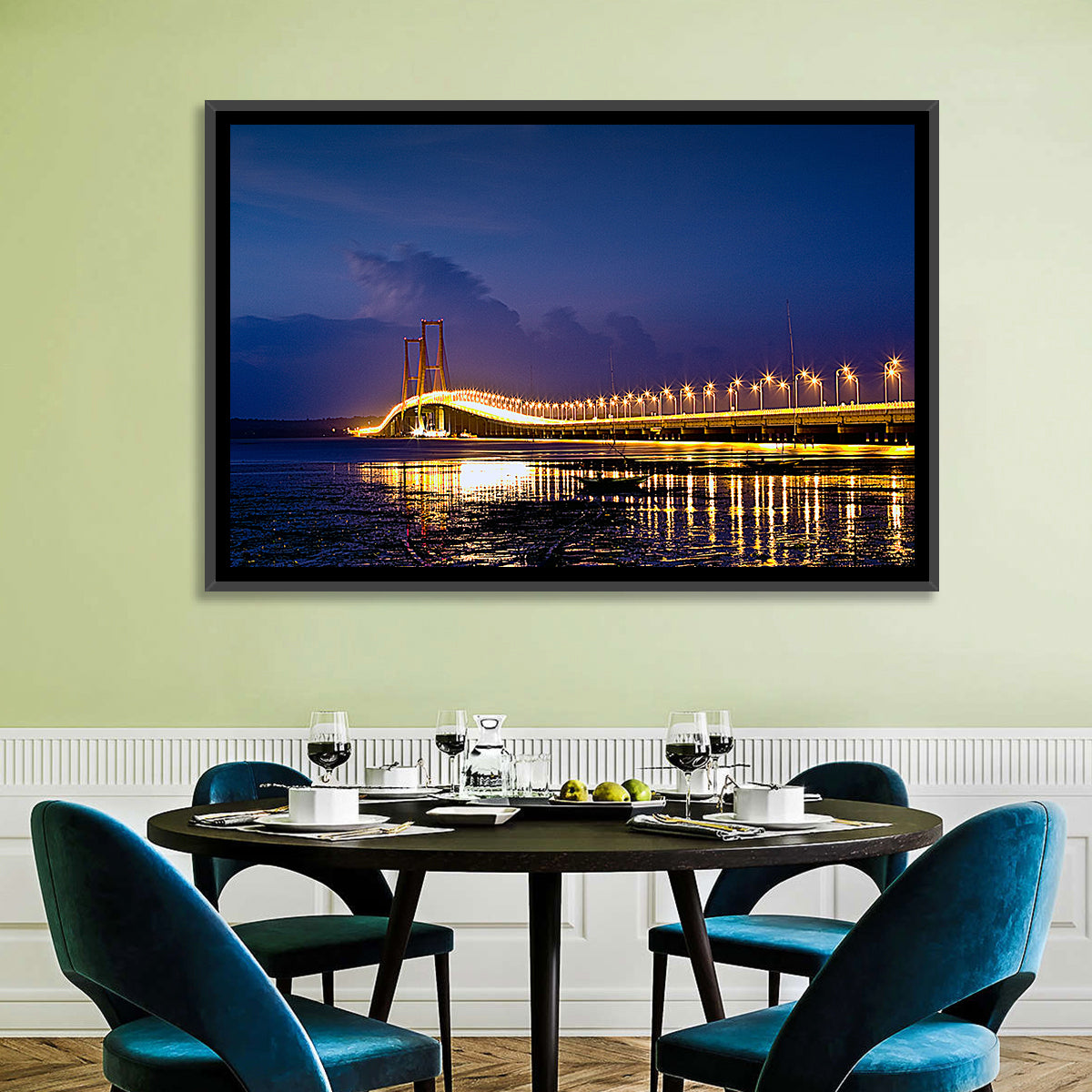Suramadu Bridge at Dusk Wall Art