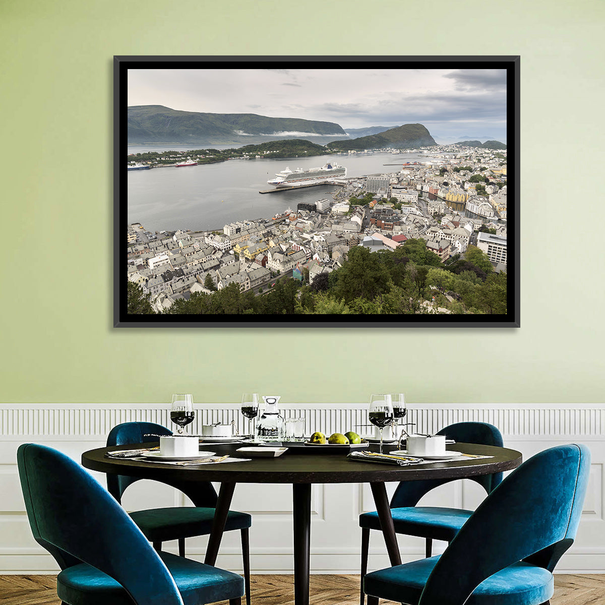 Alesund Harbor Cityscape Wall Art