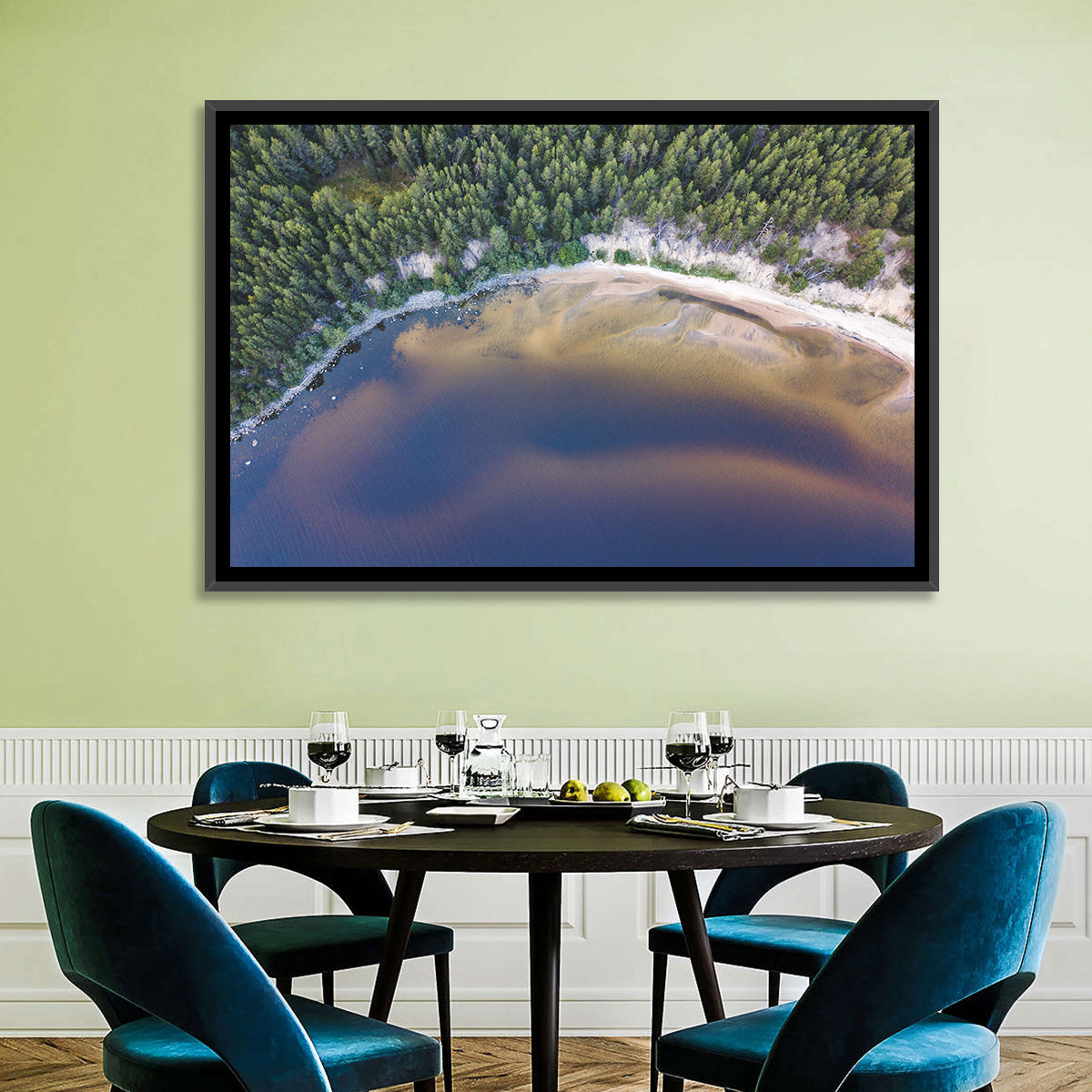 Lake Onega Shoreline Wall Art in a room, landscape