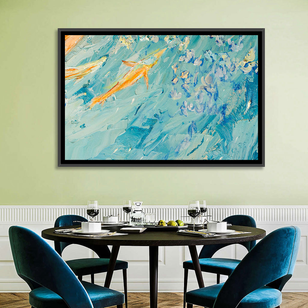 Koi in Blue Abstract Wall Art
