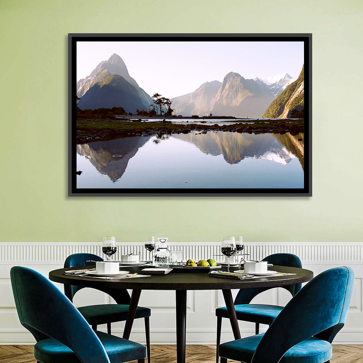 Mitre Peak Reflection at Milford Sound Wall Art