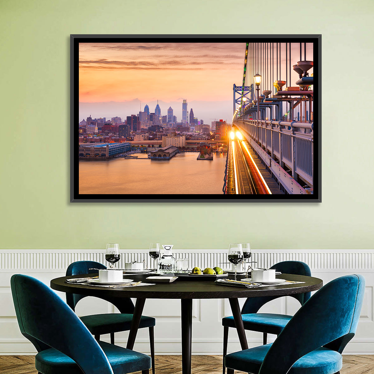 Benjamin Franklin Bridge, Philadelphia Wall Art in a room, landscape
