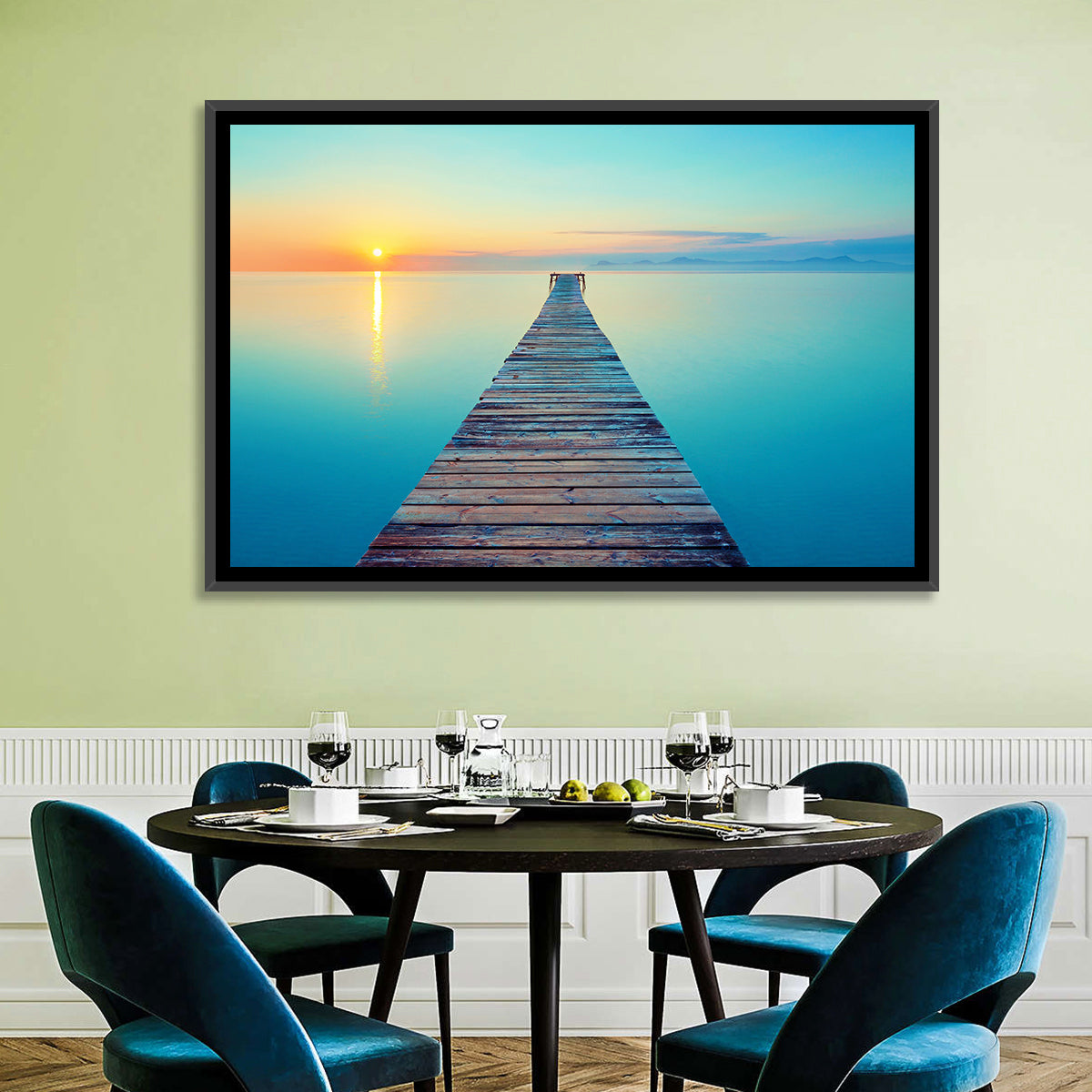 Wooden Footbridge at Sunset Wall Art