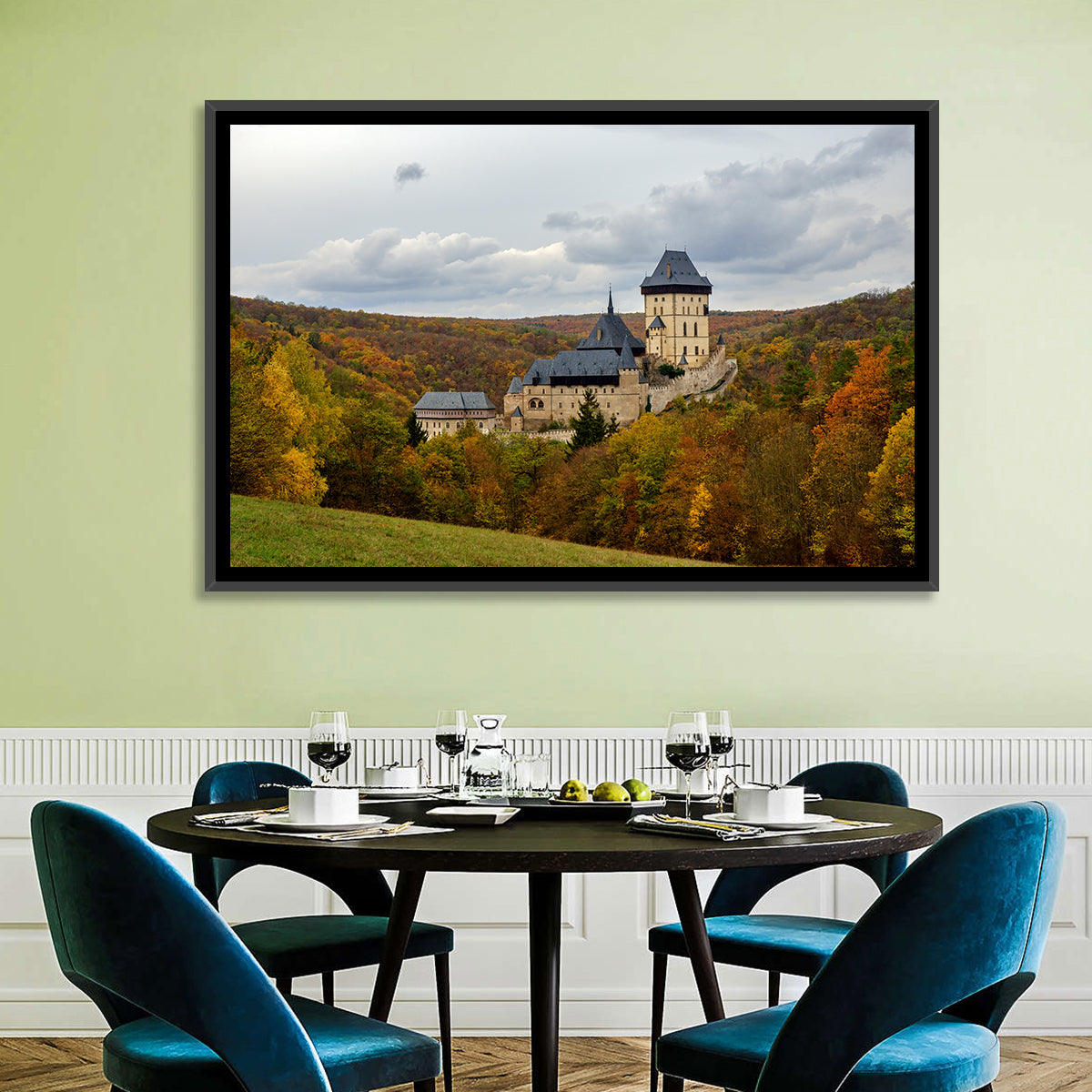 Karlštejn Castle in Autumn Forest Wall Art