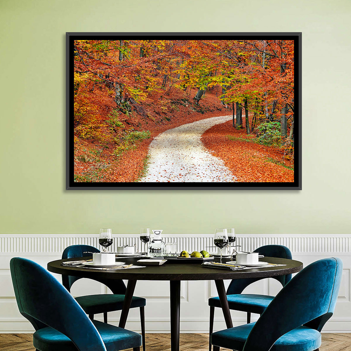 Misty Gravel Path Through Autumn Trees Wall Art