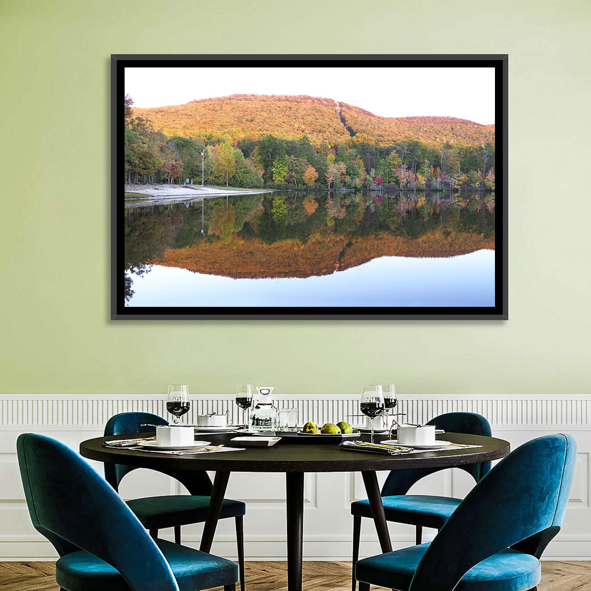 Cheaha State Park Lake Reflection Wall Art in a room, landscape