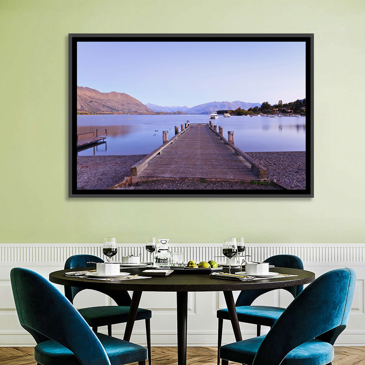Wanaka Pier at Twilight Wall Art in a room, landscape