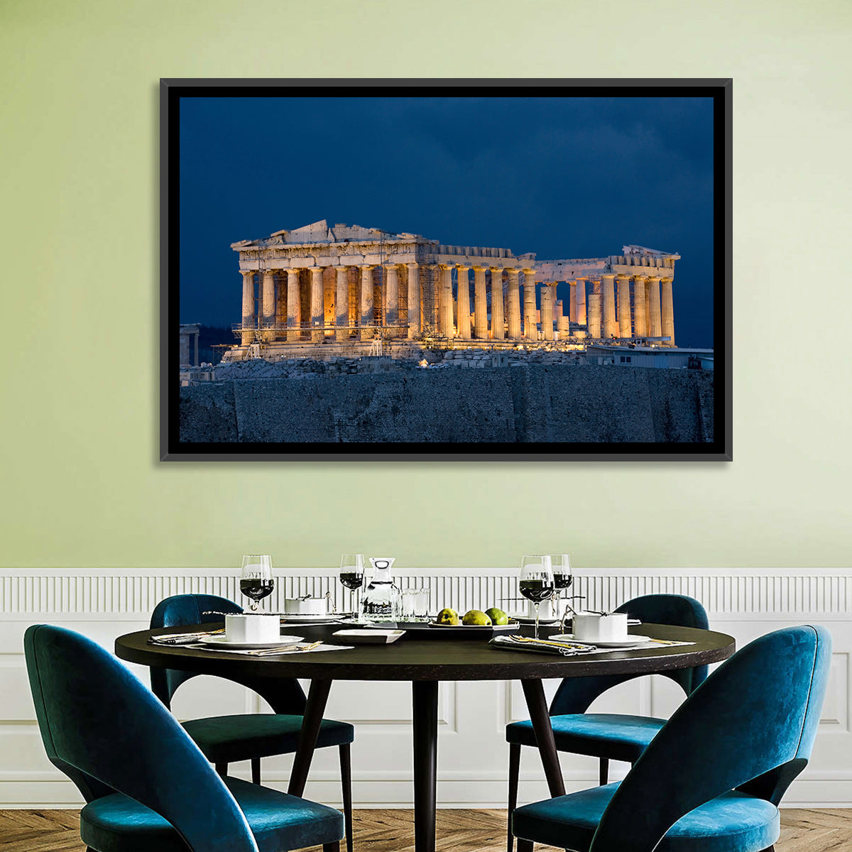 Illuminated Parthenon at Night Wall Art