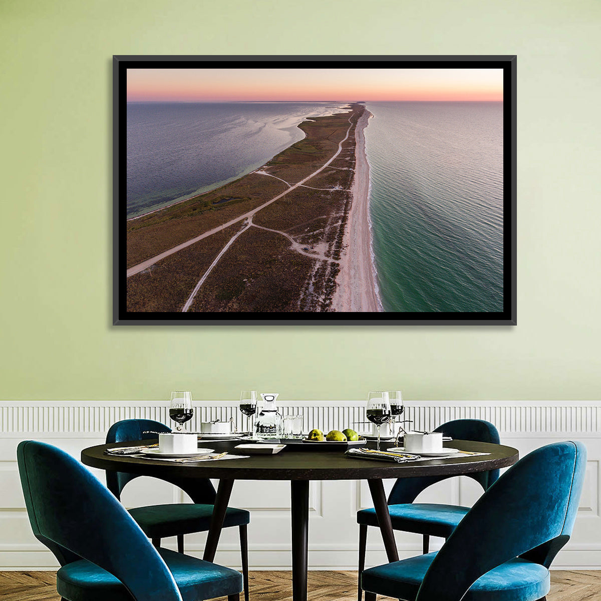 Byriuchyi Island Coastline Wall Art in a room, landscape
