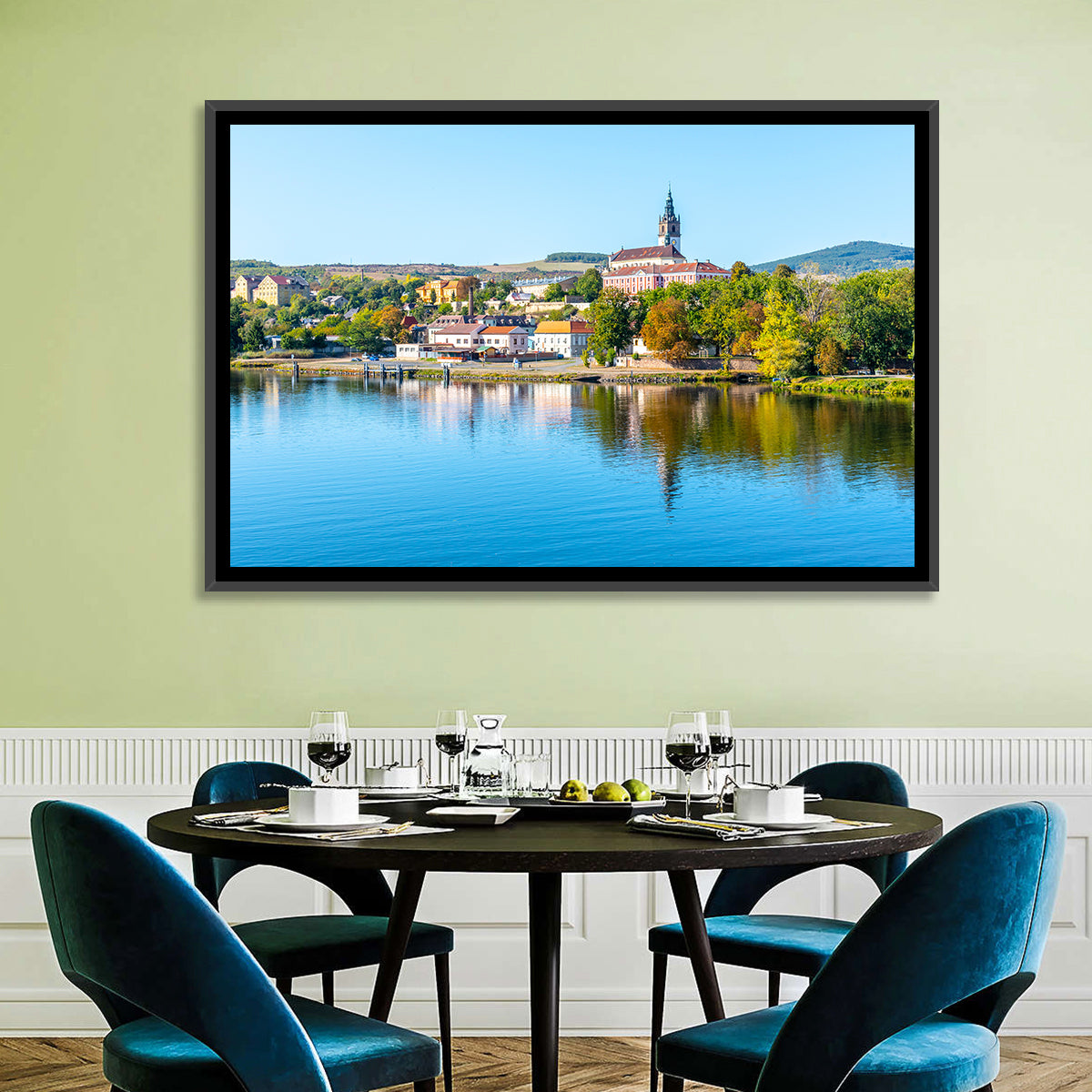 Roudnice Castle Riverbank Reflections Wall Art