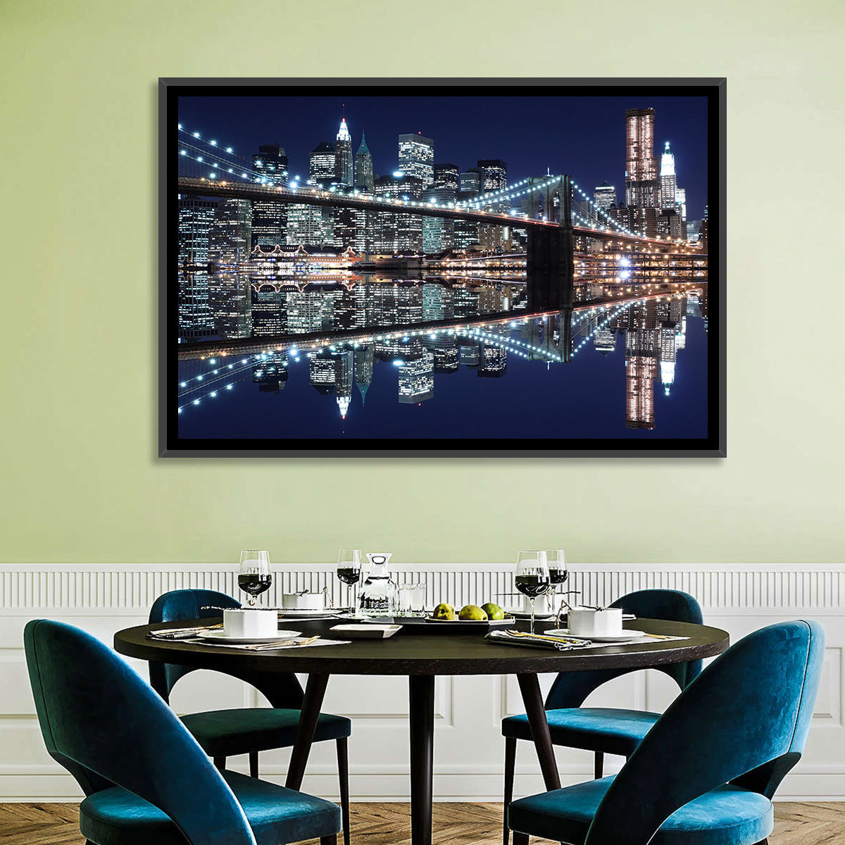 Brooklyn Bridge Symphony at Night Wall Art