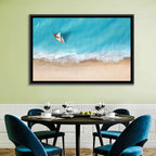 Centered Sailboat Over Turquoise Sea Wall Art