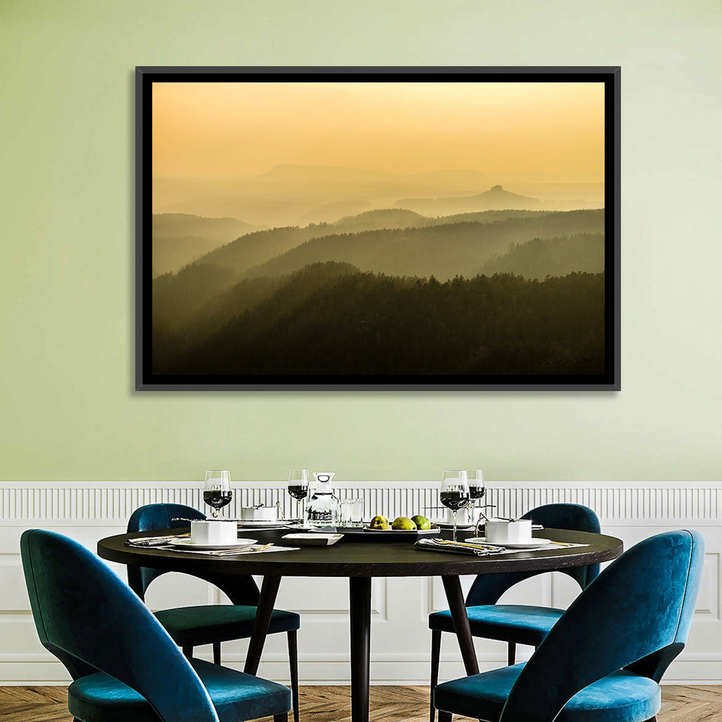 Misty Golden Ridge Landscape Wall Art