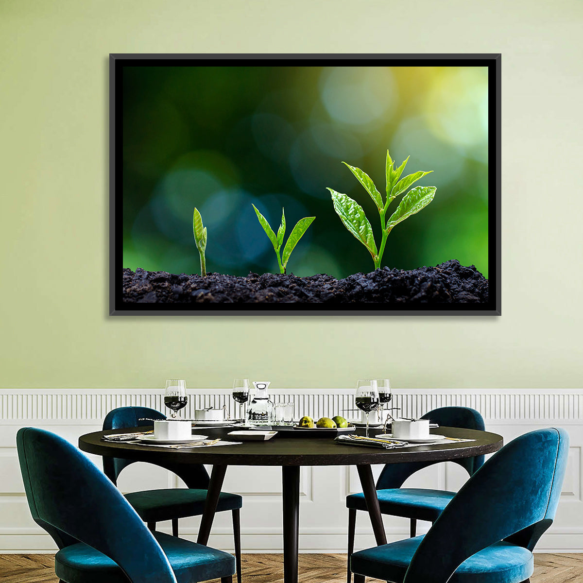 Seedling Growth Stages Wall Art in a room, landscape