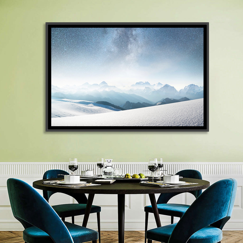 Starry Milky Way Over Snowy Peaks Wall Art