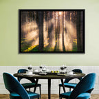 Sunrise Through Misty Forest Wall Art