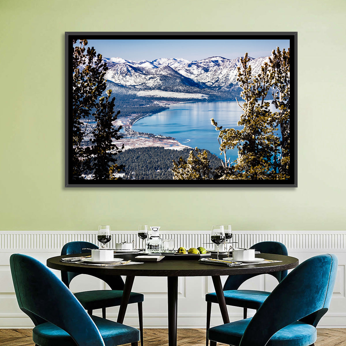 Lake Tahoe Sierra Vista Wall Art in a room, landscape