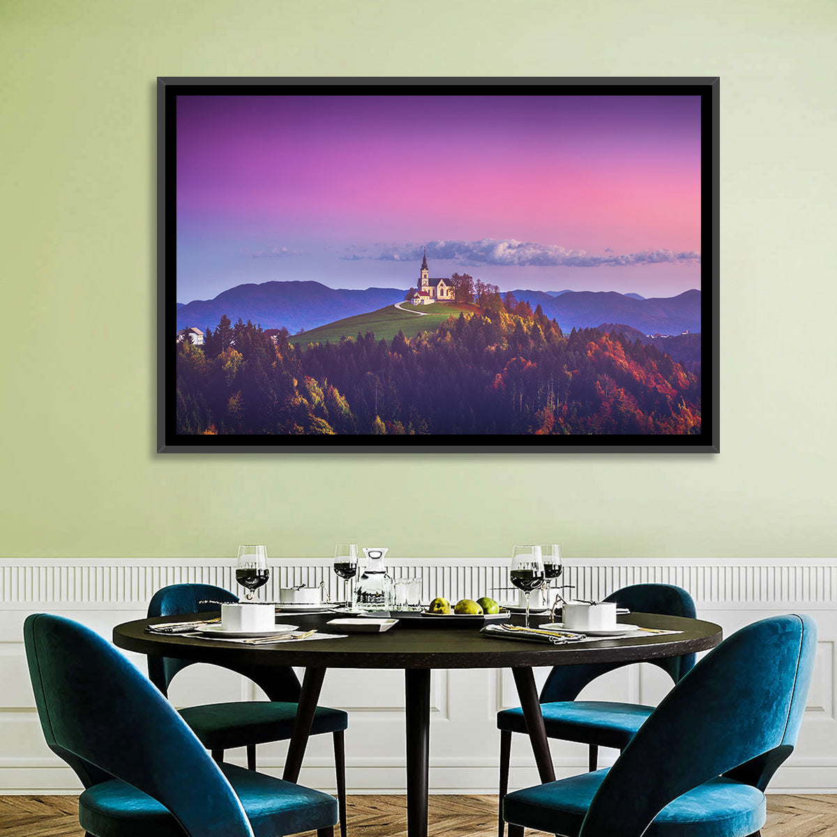 Saint Leonard Hilltop Church Wall Art in a room, landscape