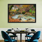Mossy Footbridge in Autumn Forest Wall Art