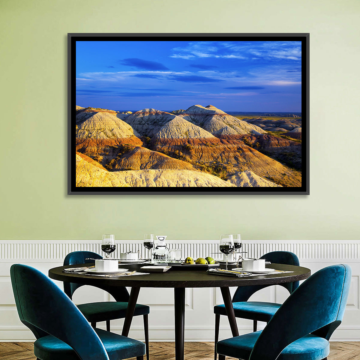 Badlands National Park Golden Hour Wall Art in a room, landscape