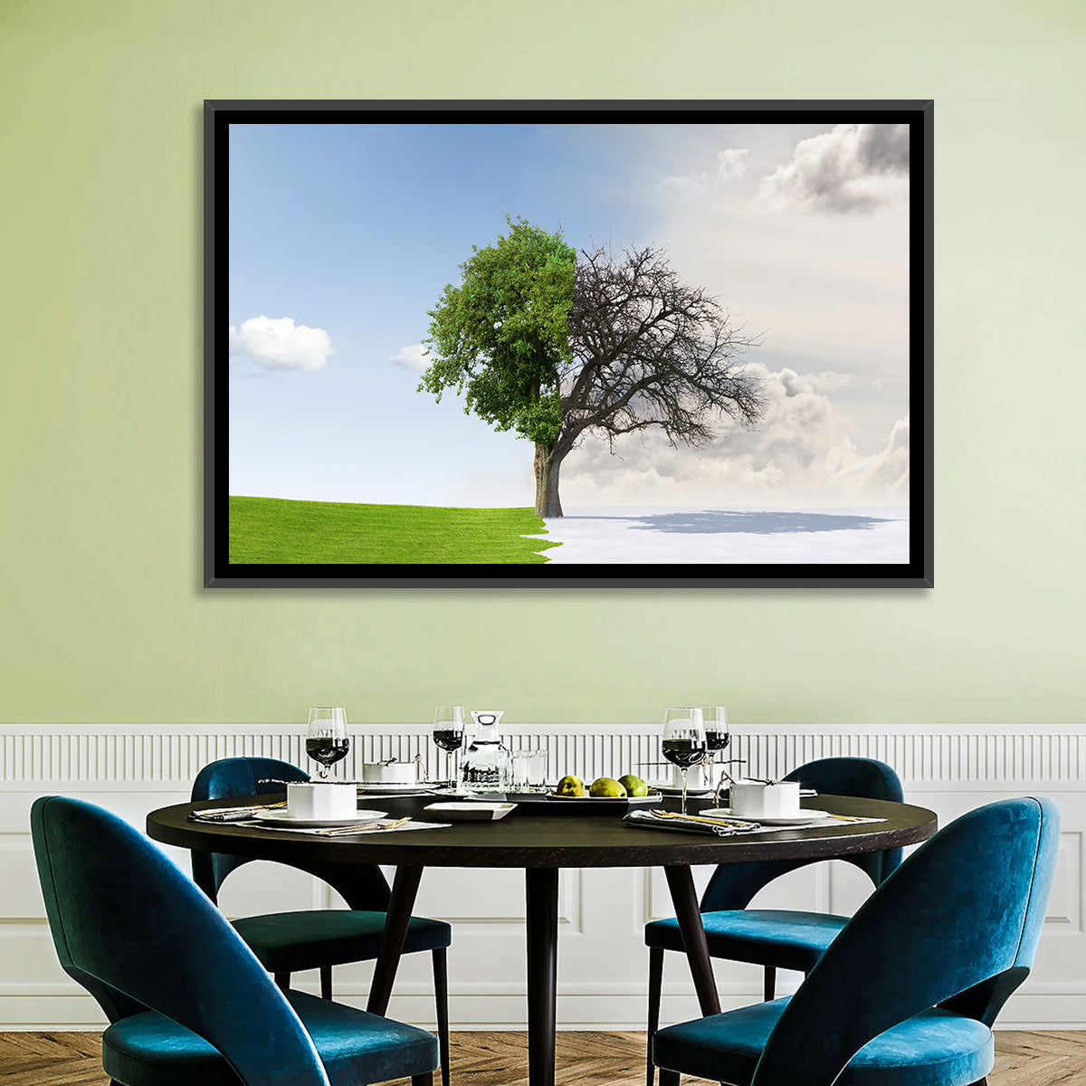 Summer to Winter Split Tree Wall Art