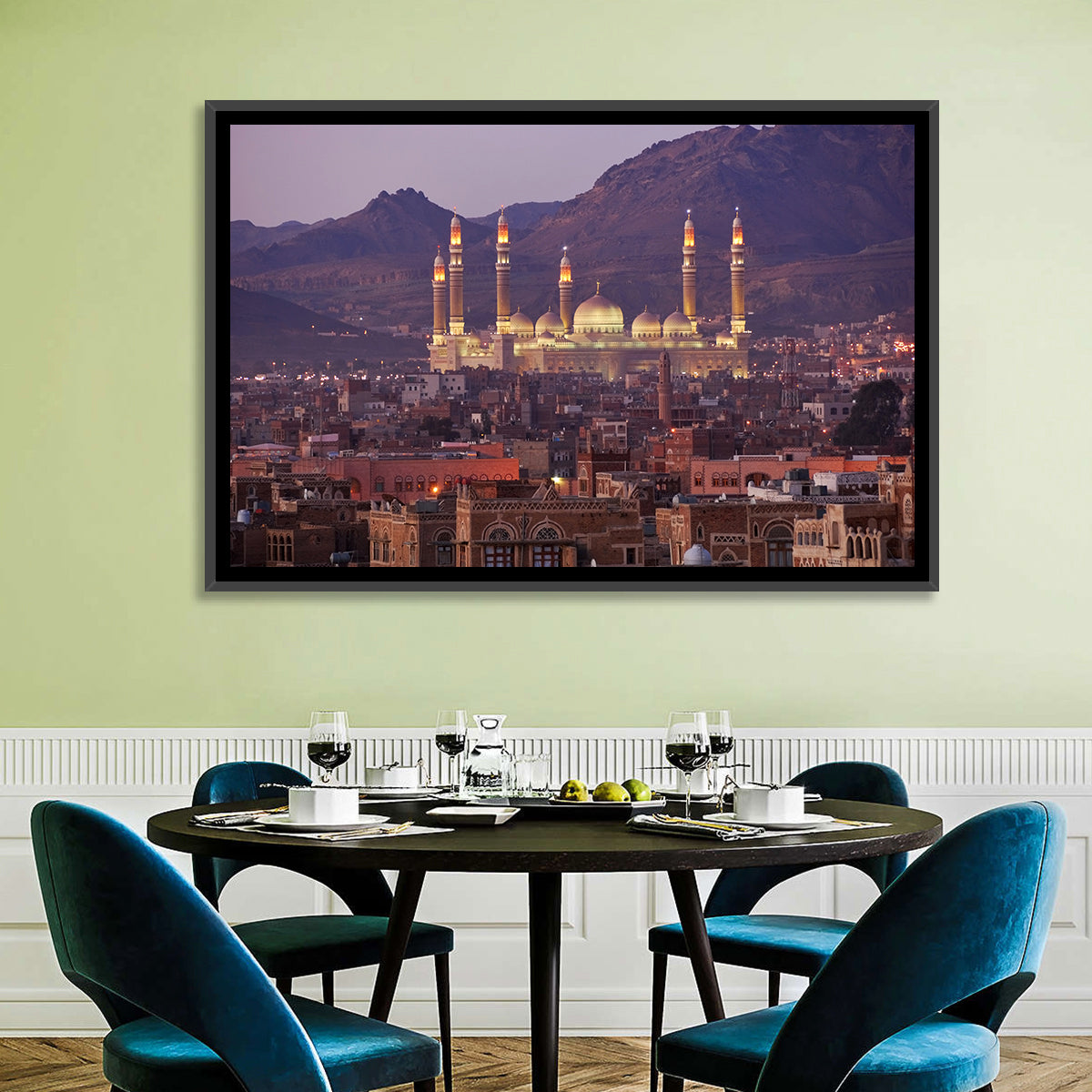 Al-saleh Mosque at Dusk Wall Art