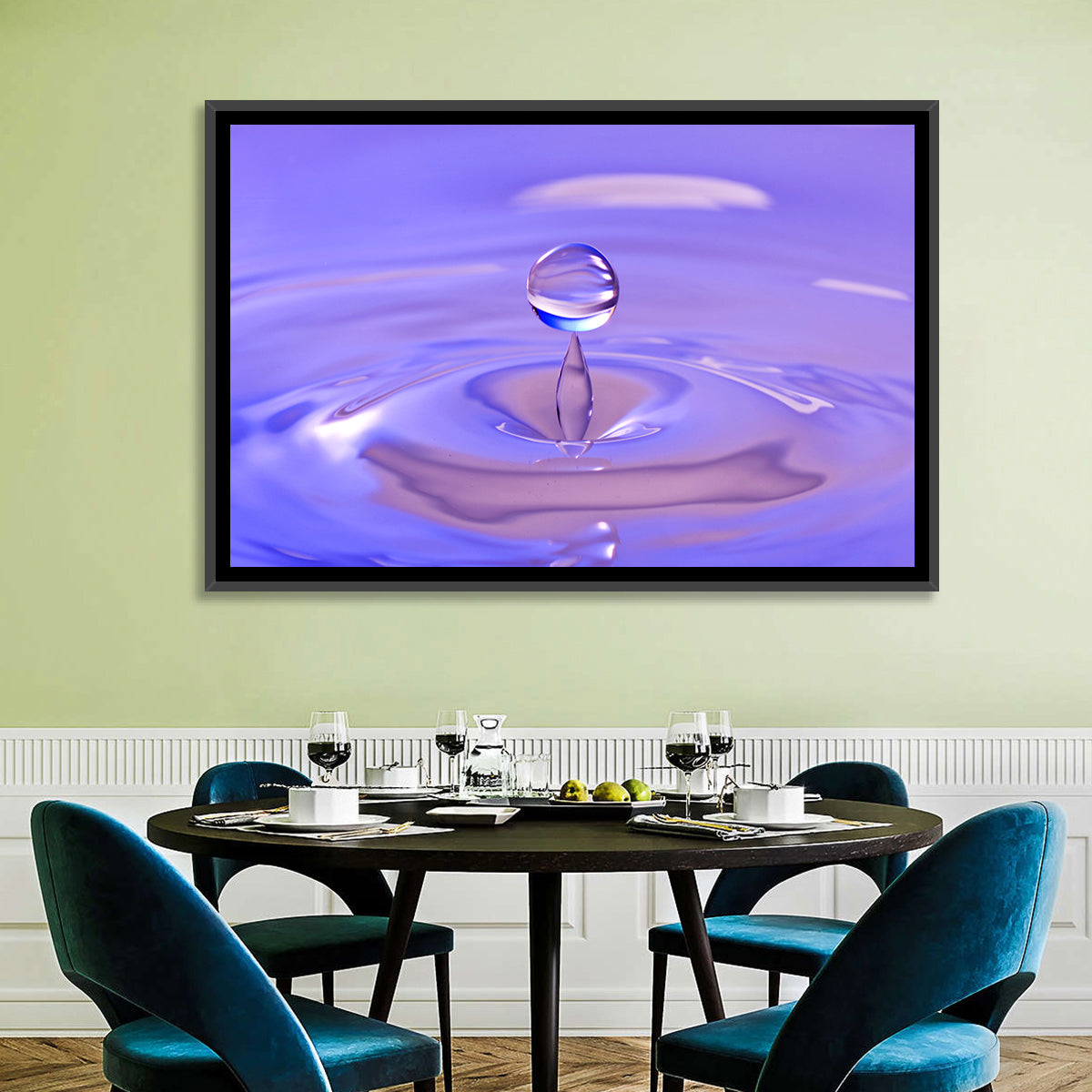 Purple Water Droplet Splash Wall Art
