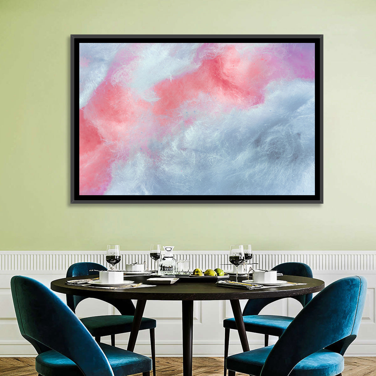 Spun Sugar Abstract Wall Art in a room, landscape