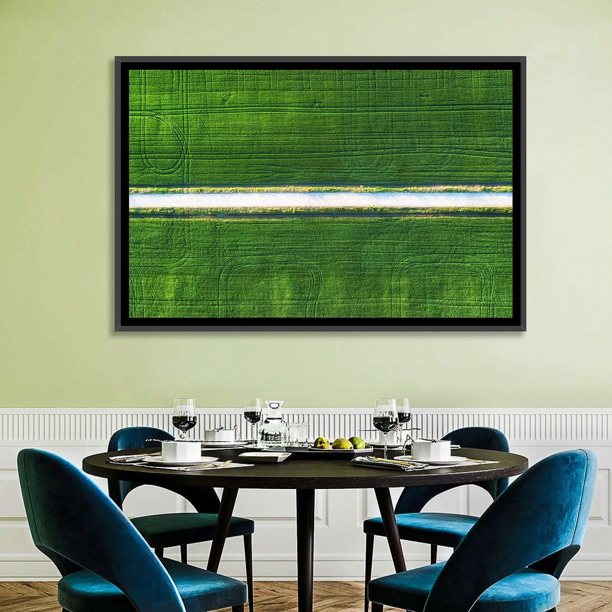 Aerial Irrigation Canal View Wall Art in a room, landscape