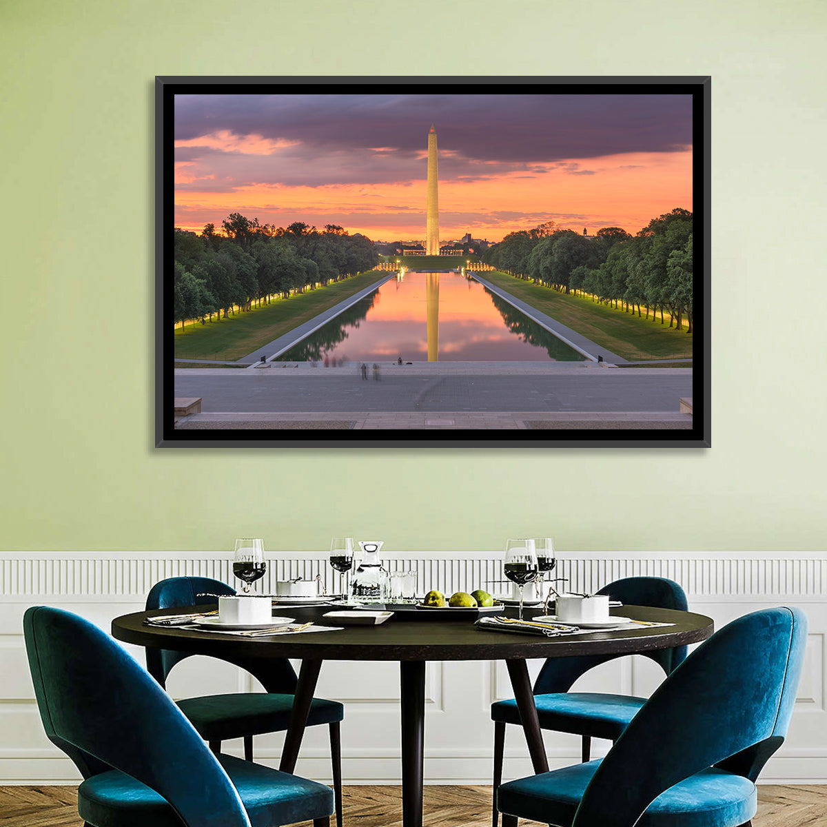 Washington Monument at Dusk Wall Art in a room, landscape