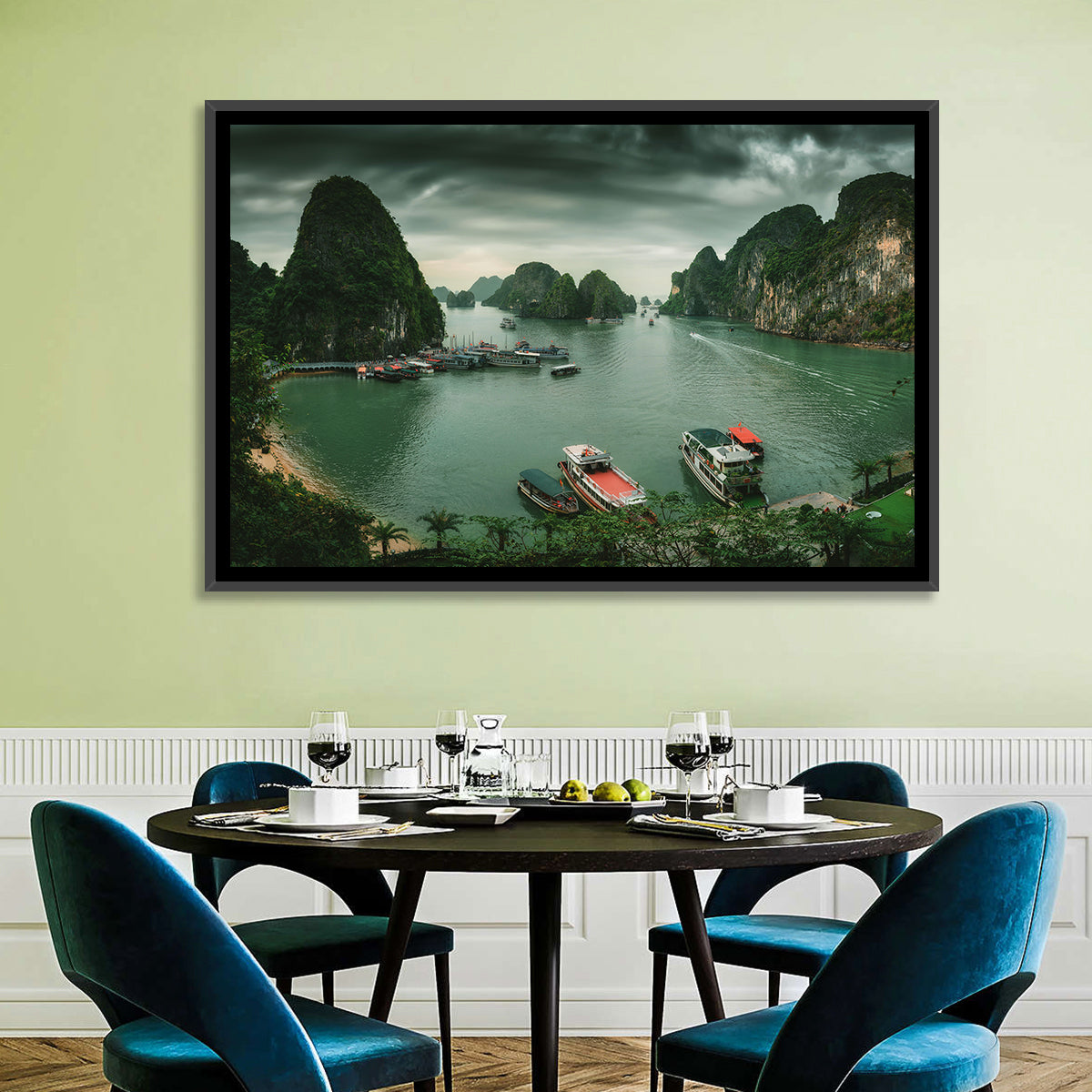 Ha Long Bay Vista Wall Art in a room, landscape