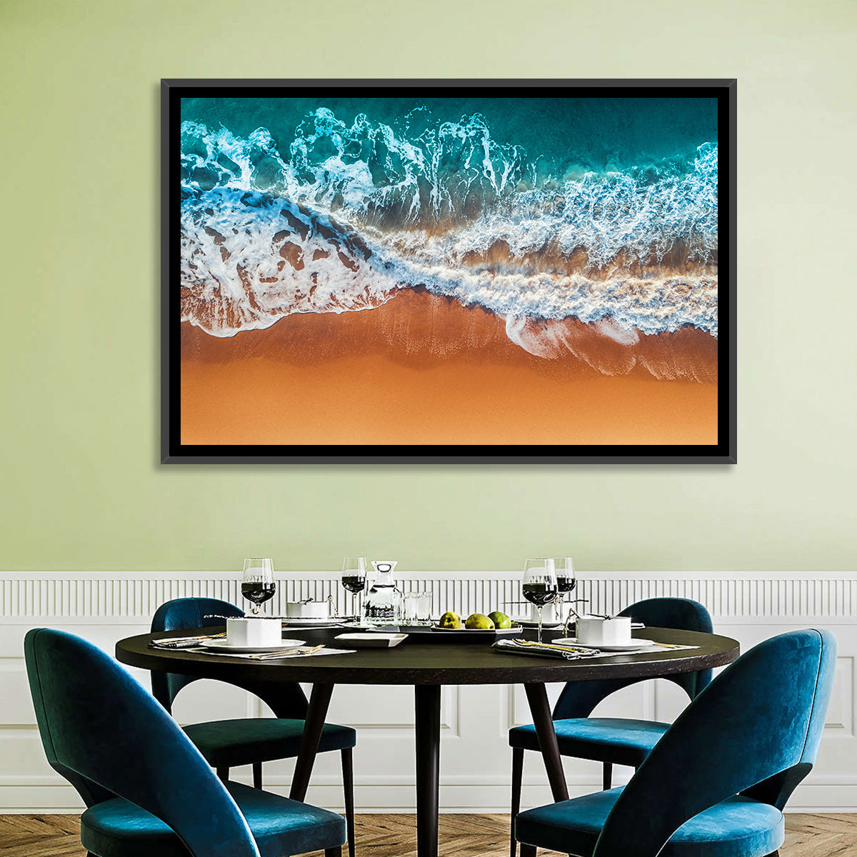 Aerial Beach Waves Wall Art
