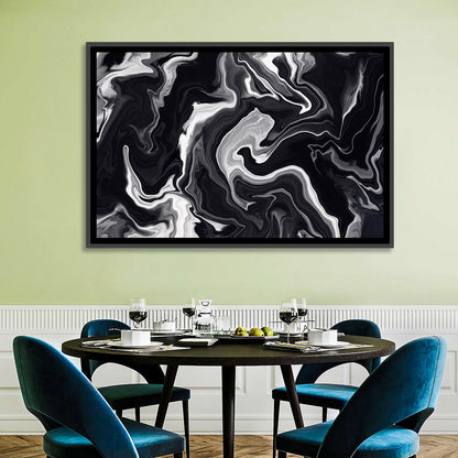 Flowing Black Marble Abstract Wall Art