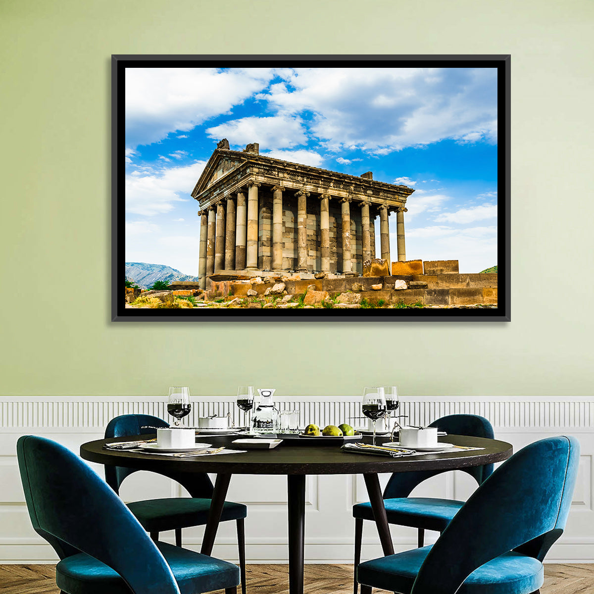 Temple of Garni Vintage Landscape Wall Art in a room, landscape